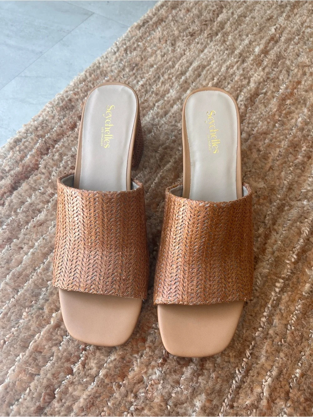 Seychelles Woven Tan Slide Mules
